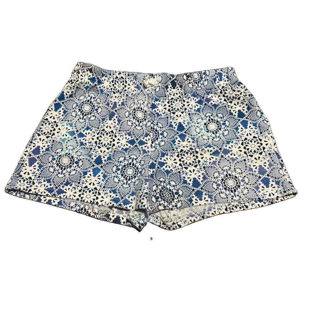 The Children's Place Girls Blue & White Lace Print Knit Shorts – Size 14